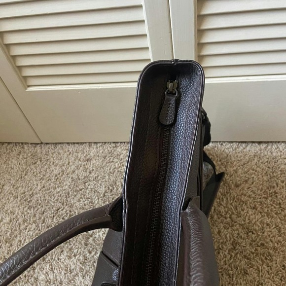 Mark & Graham Leather Briefcase Bag Chocolate Brown Shoulder Side Bag - Picture 12 of 16